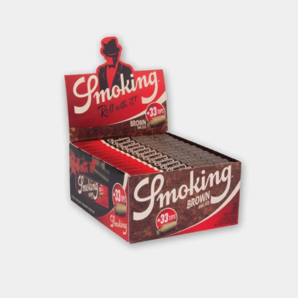 smoking-brown-ks-tips-box Smoking Brown Kingsize Vloei + Tips – 24 packs